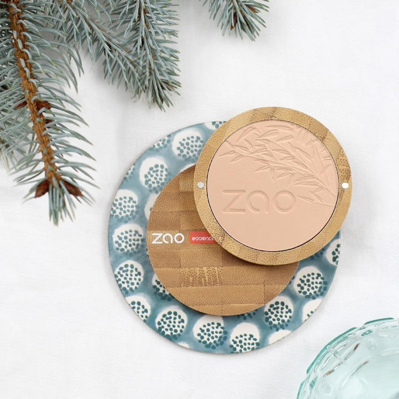 Zao Makeup Compact Pressed Powder Foundation Blendable Face Makeup Long Lasting Portable Full Coverage with Macadamia Oil & Cocoa Butter Lightweight Airbrushing for Pores & Imperfections 9g (306)