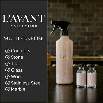 L’AVANT Collective | Plant-Based Multipurpose Cleaner | All-Natural Cleaning Supplies for Safe Home Cleaning – Concentrated, Food-Safe Vegan Surface Cleaner with Blushed Bergamot Scent, 16 oz Bottle