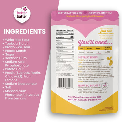 Better Batter Pancake Mix | Certified Kosher, Vegan & Gluten Free Mix for Baking Top 8 Allergen-Free Perfect for Fluffy Pancakes! Just Add Water, Eggs & Butter Hostess Kitchen Cooking Gifts 1LB Pouch