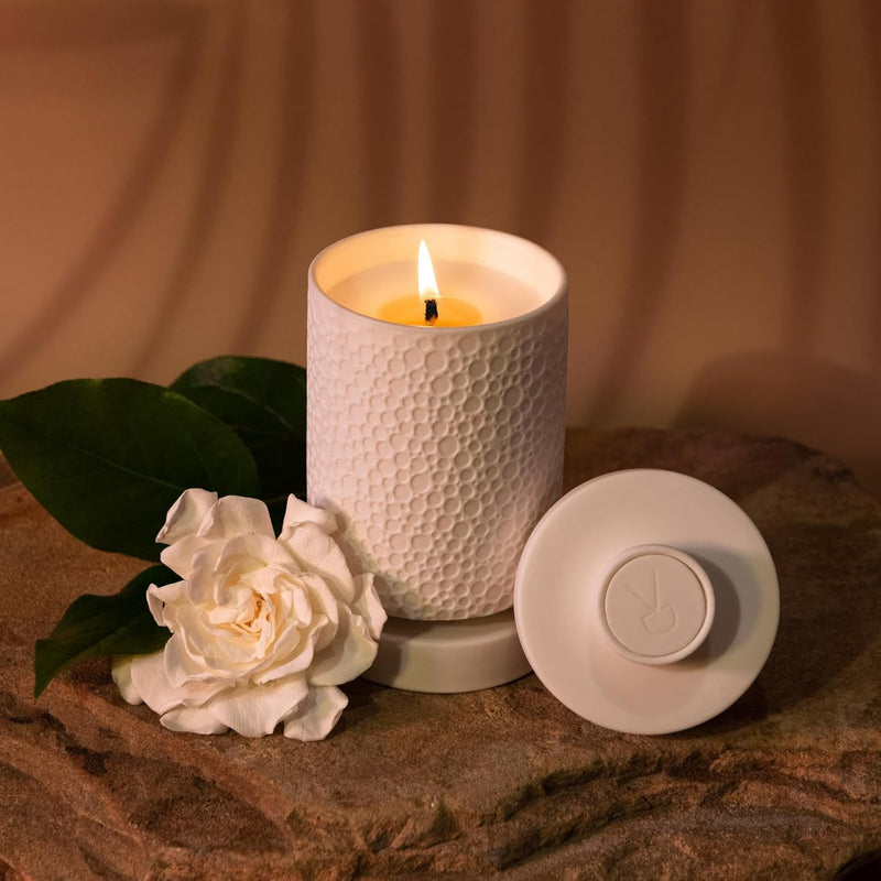 Van Dang Candle Texturized Crater Surface Luxury Aromatherapy Porcelain Decor Notes of Basil, Ambrette, Black Pepper, Clary Sage, Mimosa, Sandalwood Long Lasting 80 Hour Burn 330g (Veldt)