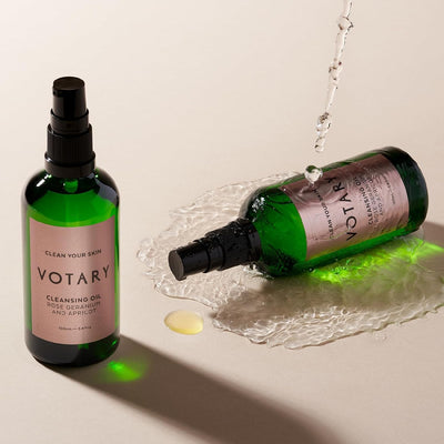 Votary Cleansing Oil Rose Geranium & Apricot | Facial Cleanser Gentle Makeup Remover Cleanses without Clogging Pores With Deep Nourishing Apricot & Jojoba 3.4 Fl Oz