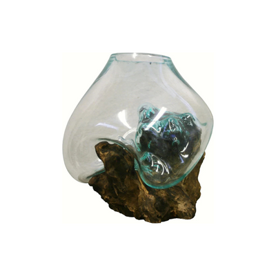 Cohasset Gifts 650-28 Cohasset Molten Sculpture, Approximately 11" Wide, Natural Wood and Recycled Glass