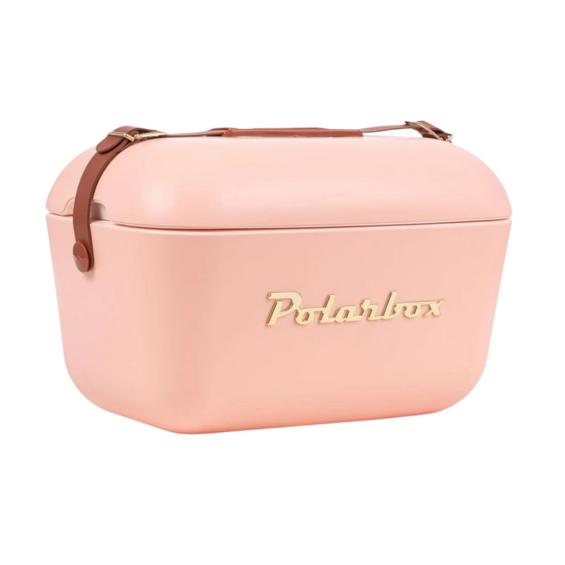 Polarbox Cooler Retro Beach Cooler Vintage Picnic Lunch Box Bag Portable Cooler Travel Camping Hiking 90s Style Ice Chest Medium Lightweight for Cans Beers & Seltzer Drinks 12L (Coral Gold)