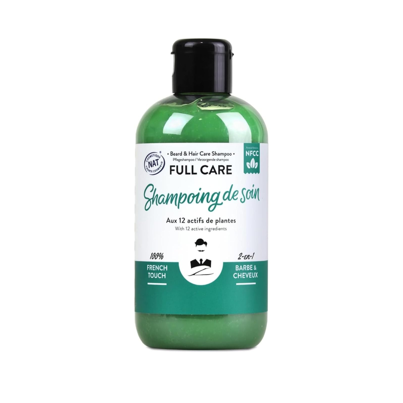 2-in-1 Beard & Hair Care Shampoo | Vegan, Sulfate-Free Replenishing, Nourishing, Sandalwood Fragrance | Natural, Calms Itching, Paraben & Silicone-Free Made In France 250mL