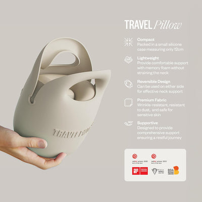 PIXIE MOOD Every Think Travel and Airplane Neck Pillow, Memory Foam, Support, Neck, Head Chin - Soft, Lightweight, Washable, Easy-to-Carry