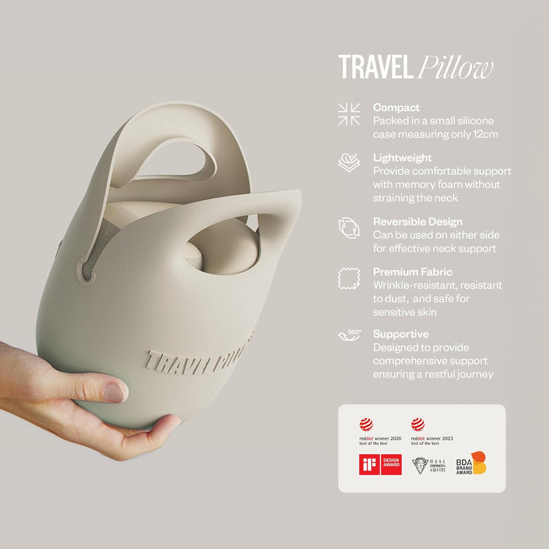 PIXIE MOOD Every Think Travel and Airplane Neck Pillow, Memory Foam, Support, Neck, Head Chin - Soft, Lightweight, Washable, Easy-to-Carry