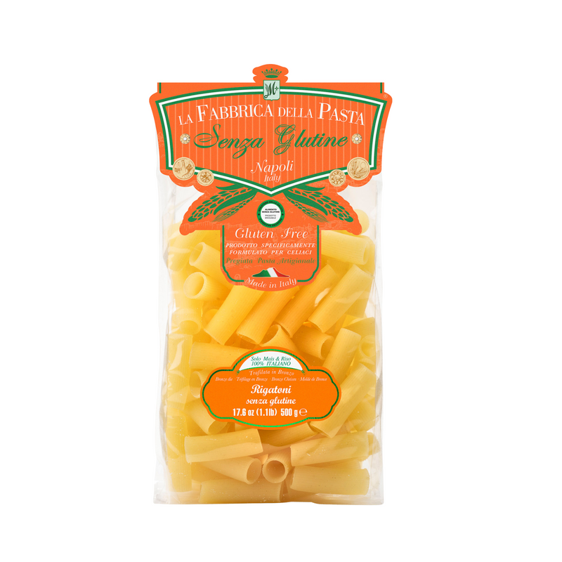 La Fabbrica Della Pasta Gluten Free Rigatoni 500 Grams (1.1 lb) Bag