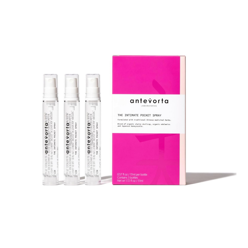 Antevorta Intimate Pocket Spray Set | Moisturizing & Hydrating for Dryness, Neutralizes Odor, Irritability With Organic Alpine Skullcap, Edelweiss & Japanese Honeysuckle 1.72 oz