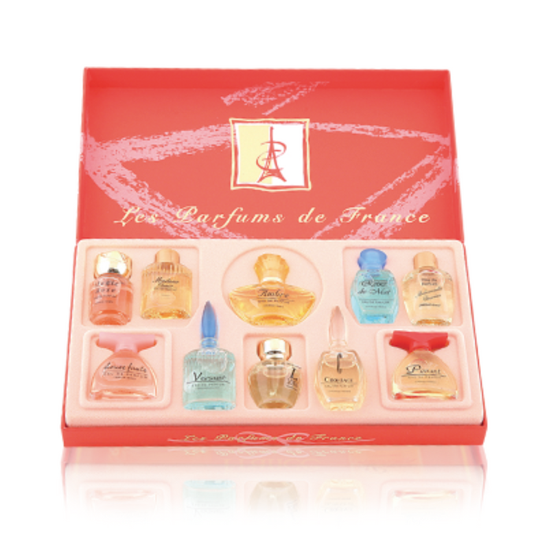 Charrier Parfums Les Parfums de France Gift set "Top 10" Luxurious Red Cartoon Box 10 EDP Gift Set