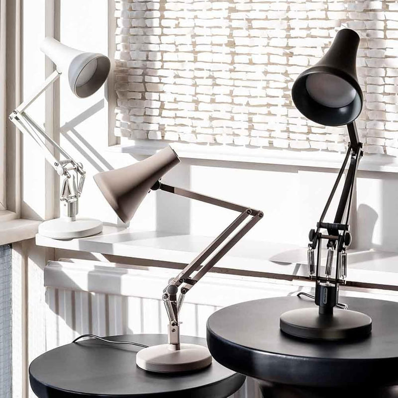 90 Mini Mini Desk Lamp with Dimming Bulb, USB Power Cable Aluminum Shade & Arms Anodised Satin Finish Chrome Plated Fittings Perfect for Small Spaces Office Home Decor Gifts (Biscuit Beige)