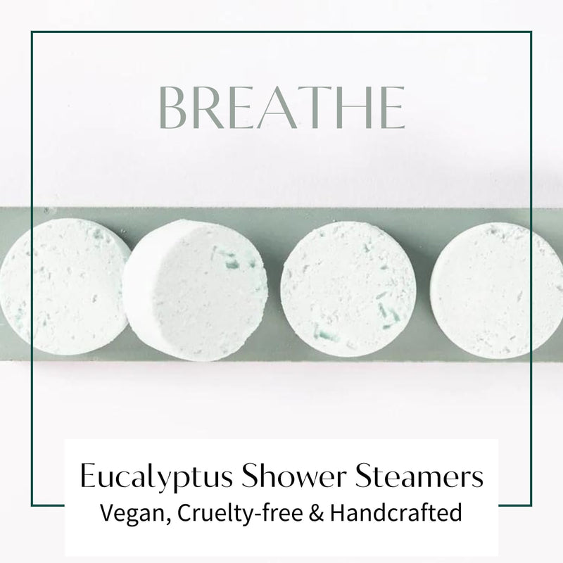 Eucalyptus Shower Steamers Aromatherapy | Organic Shower Bombs with Essential Oils | Self Care Christmas Birthday & Spa Gifts for Women & Men | Stocking Stuffers | 4 Pack