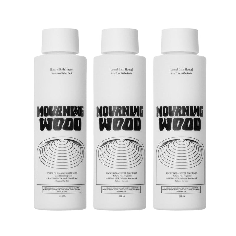 Mourning Wood Body Wash | Hydrates, Cleanses, Nourishes Skin with Niacinamide | Notes of Oud Wood, Black Rose, Cedar | Free From Parabens, Sulfates & Phthalates 8oz (3 Pack)