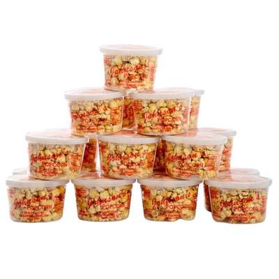 Johnson's Popcorn Caramel Popcorn Party Favors Handmade, Freshly Popped Gourmet Sweet & Crunchy Delicious Treat for Family Parties, Movie Night Snack Gift Ready 2.5oz (25 Pack)