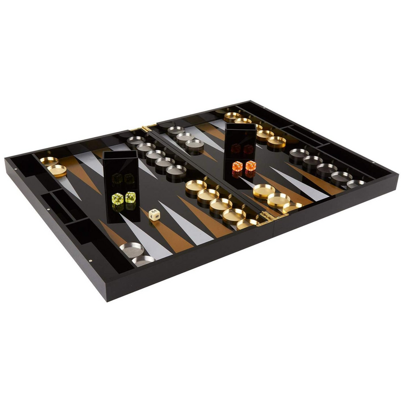 TIZO Elegant 18” Black Lucite Backgammon Set, Lucite Chips & Cups with Magnetic Closure, Elegant & Practical Boutique Quality Home Décor