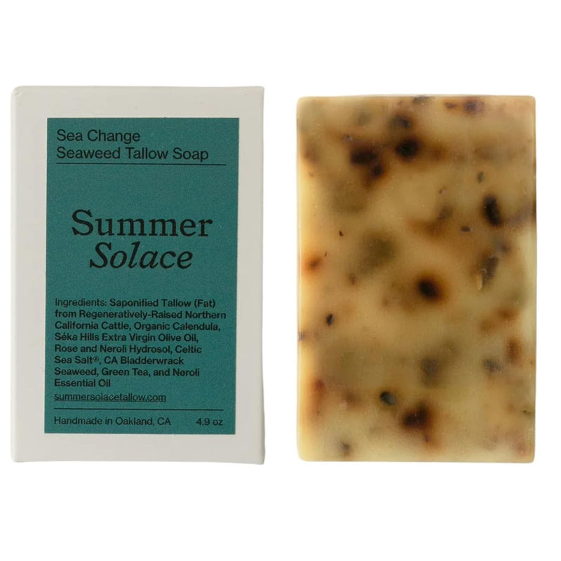Soap Bar All-Natural Face & Body Wash Brick Exfoliating Deeply Nourishing Handcrafted Moisturizing Bar for Dry & Sensitive Skin with Seaweed. Green Tea, Neroli (Sea Change)