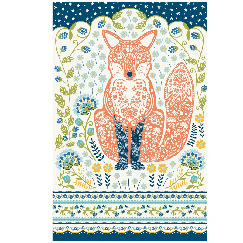 Ulster Weavers Tea Towel Cotton, Durable & Machine Washable, Eco-Friendly Design, Ideal Size, Animal Theme, Woodland Fox, Green