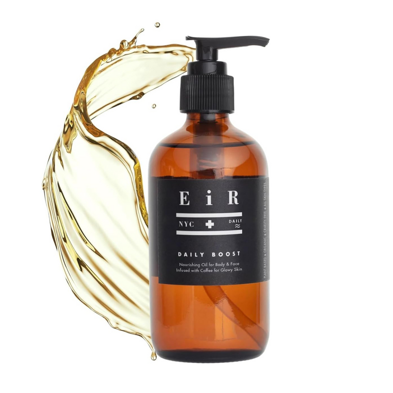 Daily Boost Body Oil | Coffee-Infused Face & Body Nourishing Oil with Rice Bran & Meadowfoam | Lightweight, Fast-Absorbing, Vegan Formula for a Radiant, Glowy Silky Sheen Finish | 8 oz