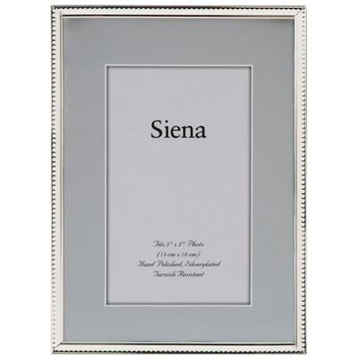 Tizo Design Bead Narrow Border Collection 5x7" Frame - Silver Plated