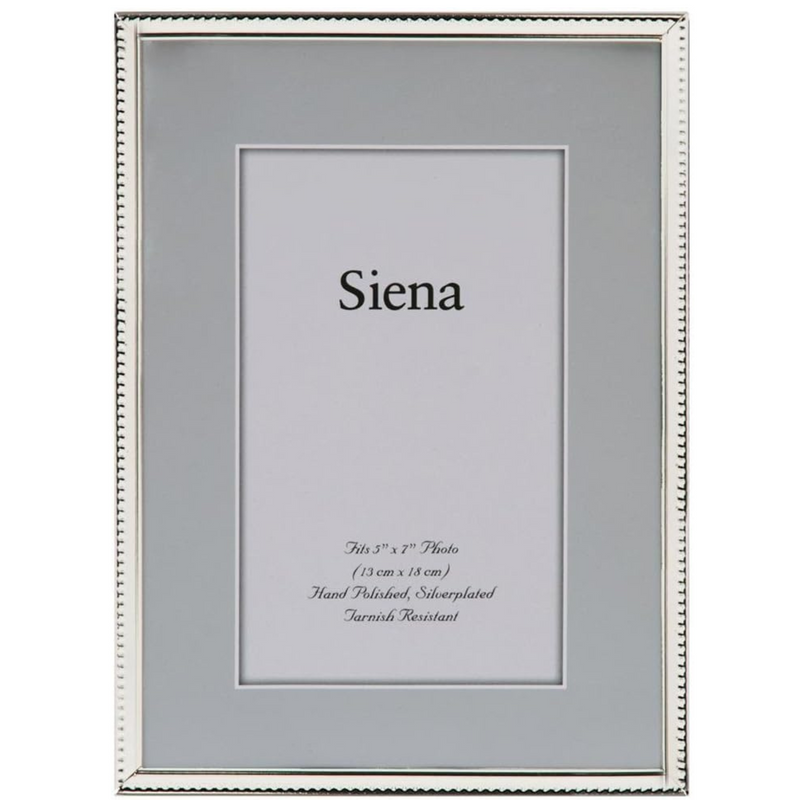 Tizo Design Bead Narrow Border Collection 5x7" Frame - Silver Plated