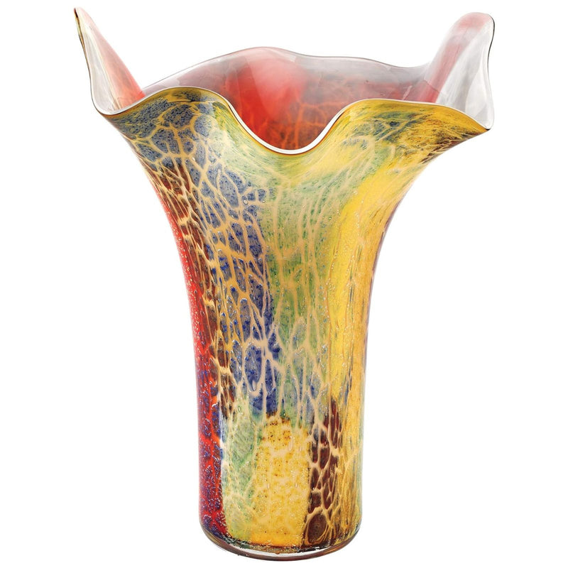 Badash Firestorm Murano-Style Napkin Vase - 17" Tall Art Glass Holder Centerpiece Decor for Dining Table - Mouth-Blown Artistic Design & Unique Gift