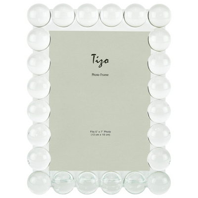 TIZO Design 5x7 Crystal Clear Glass Picture Frame, Boutique Quality Photo Frame (Single Row Bubbles)