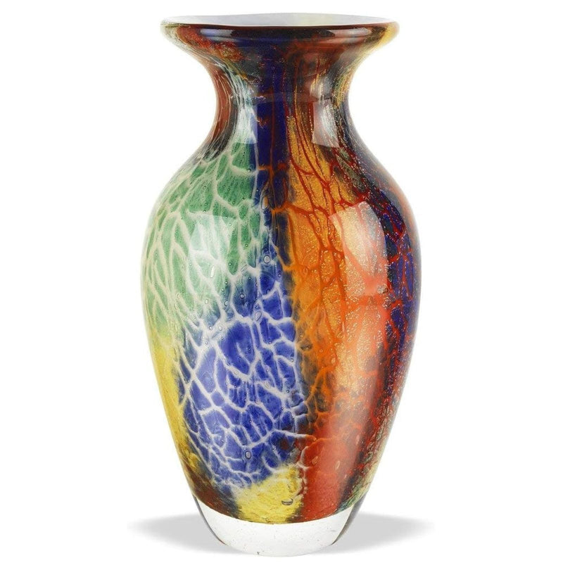 Badash Firestorm Murano-Style Glass Vase - 11" Tall Decorative Mouth-Blown Art Glass Vase - Stunning Oversized Home Decor Accent