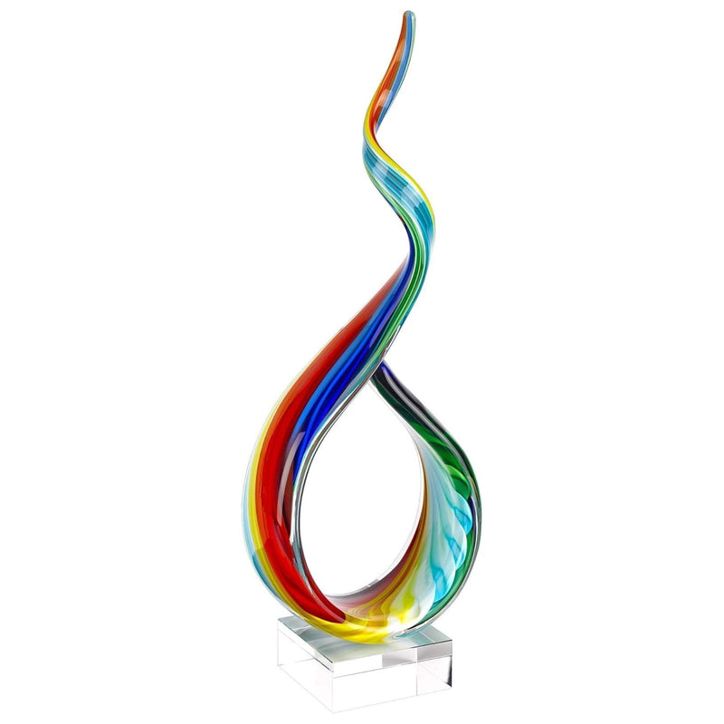 Badash Rainbow Murano-Style Sculpture - Home Decor Statue Glass Art - 18" Tall Mouth-Blown on Crystal Base