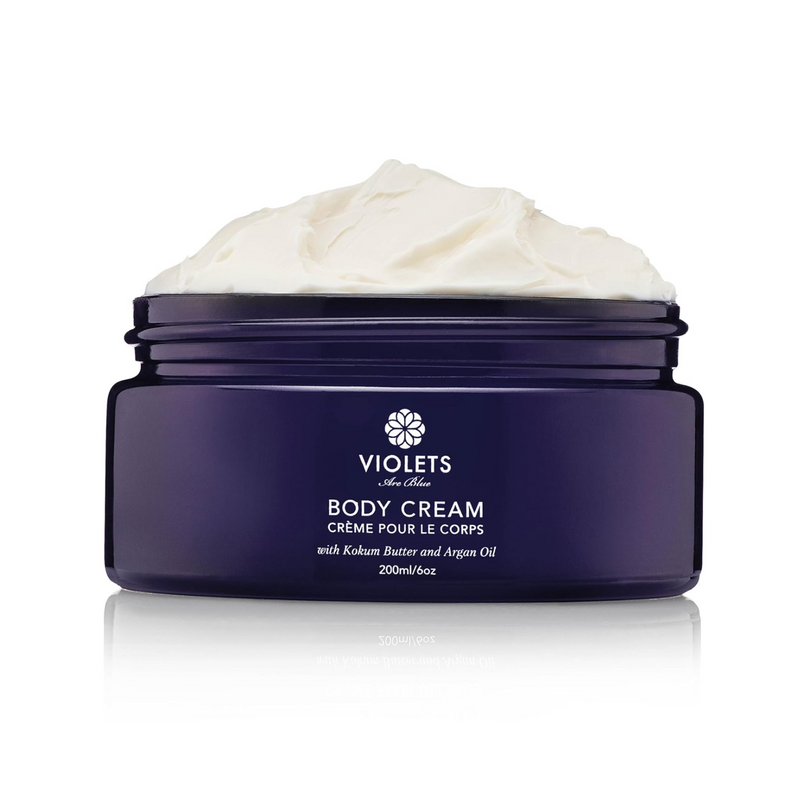 Violets Are Blue Body Cream with Kokum Butter, Argan Nut Oil & Shea Butter Award-Winning Lightweight Non-Greasy Moisturizer for Dry Skin – Nourishing Botanical Blend with Jojoba & Almond Oils – 6oz