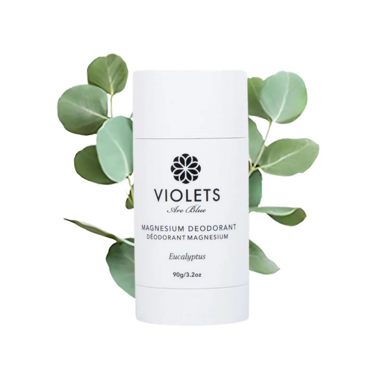 Violets Are Blue Magnesium Deodorant – Award-Winning, Aluminum-Free, Baking Soda-Free – Long-Lasting Natural Deodorant with Coconut Oil – Cream Formula for Women & Men 3.2oz (Eucalyptus)