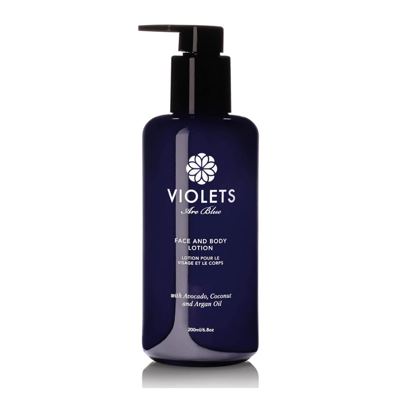 Violets are Blue® Hydrating Face & Body Lotion with Argan, Avocado, Castor & Lavender Oil – Natural Moisturizer for Dry, Sensitive Skin – Vitamin A, D & E Rich – Non-Greasy, Plant-Based Skincare 6.8oz