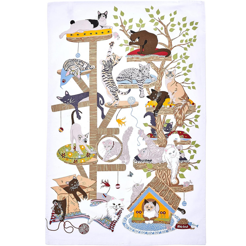 Ulster Weavers Tea Towel Cotton, Durable & Machine Washable, Eco-Friendly Design, Ideal Size, Animal Theme, Moggie Mayhem, Multi