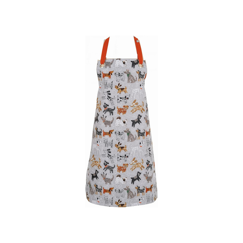 Ulster Weavers 100% Cotton Wipe Clean PVC Coating-Eco-Friendly, Made from Recycled Materials-Stylish and Perfect for Every Kitchen, Dog Days, Grey Apron