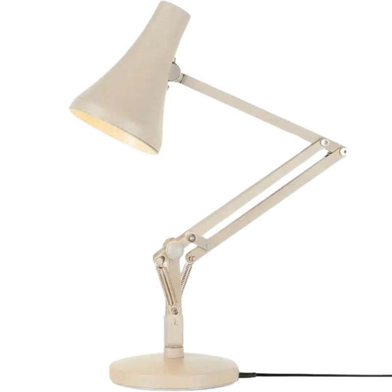 90 Mini Mini Desk Lamp with Dimming Bulb, USB Power Cable Aluminum Shade & Arms Anodised Satin Finish Chrome Plated Fittings Perfect for Small Spaces Office Home Decor Gifts (Biscuit Beige)