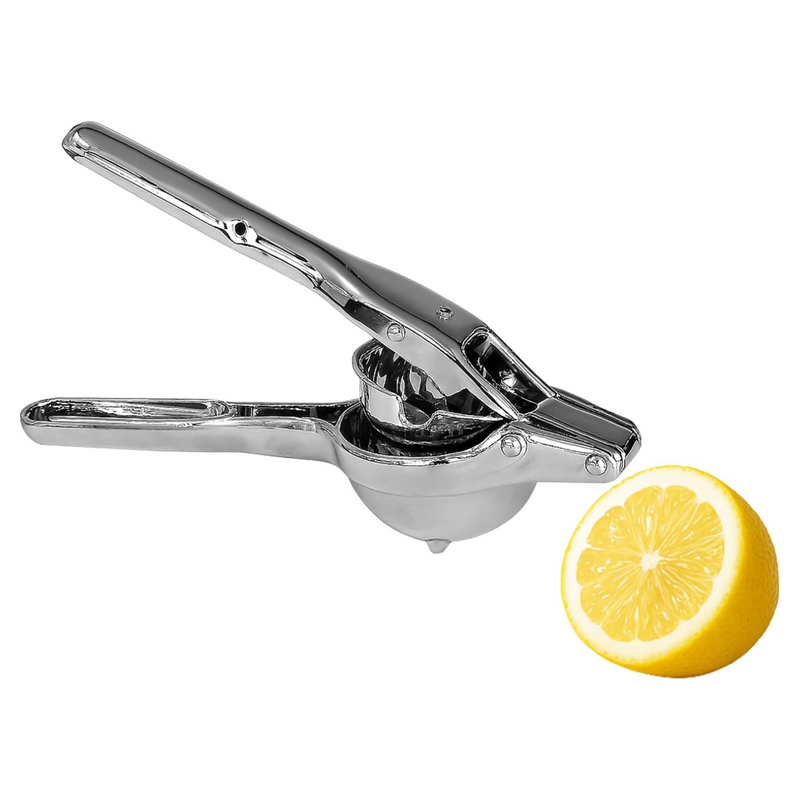 Holcomb Link Citrus Press Chrome Lemon & Lime Juicer with Spray Shield & Heavy-Duty Four-Bar Linkage – Modern Stainless Steel Hand Press for Juicing Countertop Home Kitchen Essentials Hostess Gifts