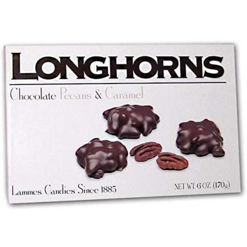 Lammes Candies Milk Chocolate Longhorns - Milk Chocolate Pecans and Caramel, 6 Ounce Box