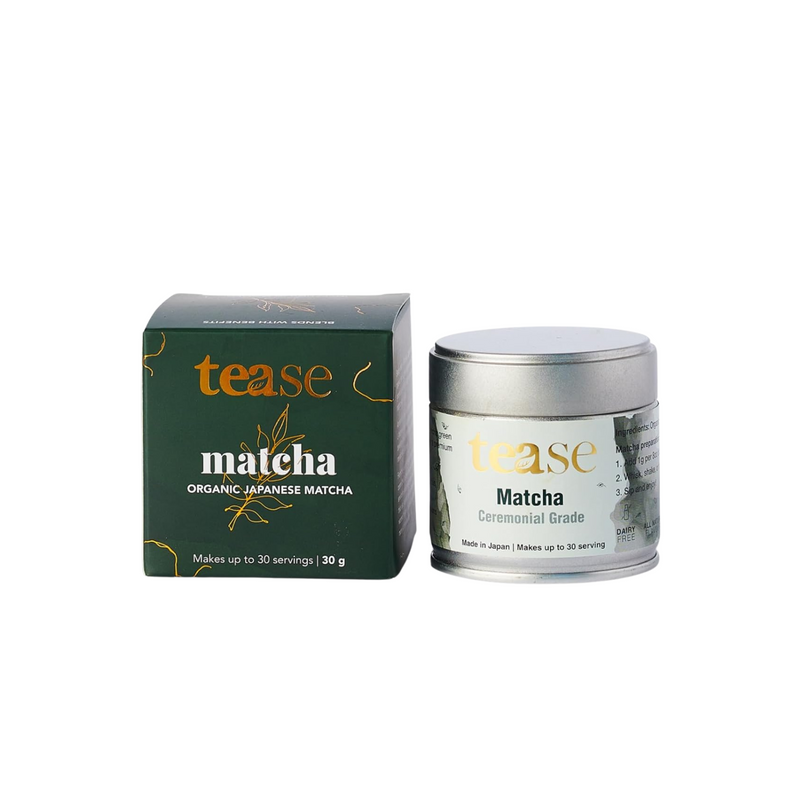 Tease Tea Organic Matcha Green Tea Powder Ceremonial - Makes up to 30 Servings! Organic Japanese Matcha Zero Sugar Delicate, Rich Flavor – Gluten Free & Keto 30g