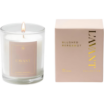 L'AVANT Collective Blushed Bergamot Candle | Long Lasting Aromatherapy Candle Luxury Fragrance Gift Box Notes of Bergamot, Orange Blossom, Amber, Cedar Home Decor Gifts | 40 Hours of Burn Time | 8 oz