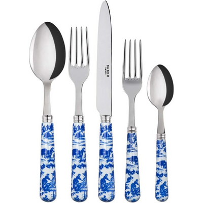 Sabre Paris, Toile de Jouy Blue, 5-Piece Flatware Place Setting