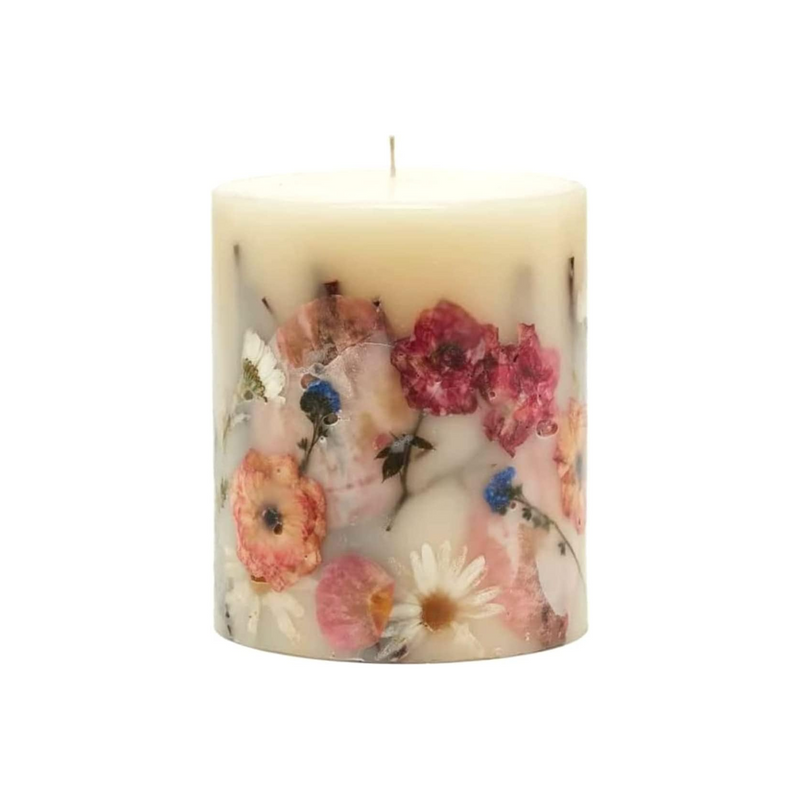 Rosy Rings Apricot Rose Round Botanical Candle - Aromatherapy Candles, Long Lasting Candles, Home Decor Candles (Small)