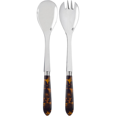 2-Piece Salad Servers 10.2 inches - Tortue Collection - Stainless Steel & Acrylic - Dishwasher Safe - Scaled Effect