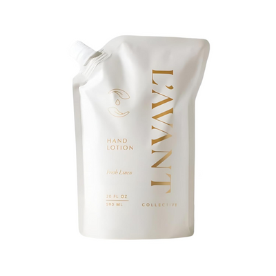 L'AVANT Collective Luxury Hand Lotion Refill - Fresh Linen High Performing Moisturizing Hand Cream for Dry, Cracked Hands Fragrance - Shea Butter Heal & Restore Softens Skin Fresh Linen 20 Oz