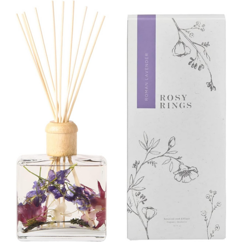 Rosy Rings Botanical Reed Diffuser Roman Lavender 13oz - Lasts 6-12 Months, Aromatherapy Diffuser, Reed Diffuser Sticks, Diffuser with Botanicals Perfect for Home Decor!