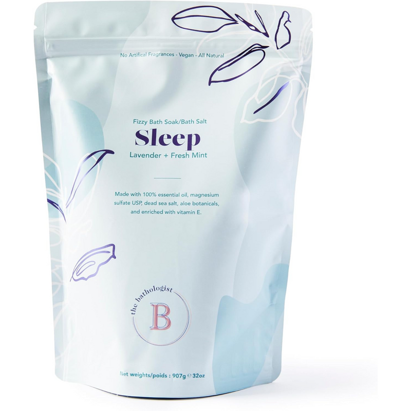 The Bathologist Sleep Fizzy Bath Soak, Made with Magnesium Sulfate, Dead Sea Salt & Aloe Botanicals, Lavender & Fresh Mint for Restful Sleep and Stress Relief, Approximately 5 Baths, 32 oz