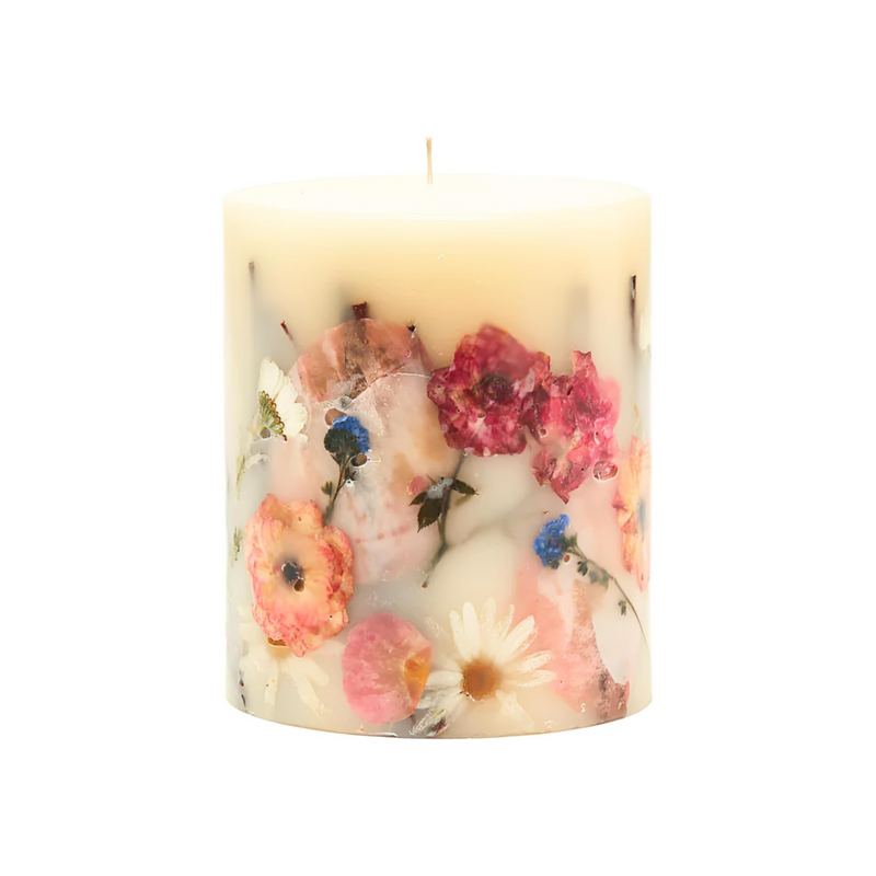 Rosy Rings Apricot Rose Round Botanical Candle - Aromatherapy Candles, Long Lasting Candles, Home Decor Candles (Small)