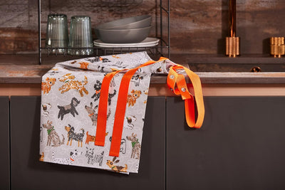 Ulster Weavers 100% Cotton Wipe Clean PVC Coating-Eco-Friendly, Made from Recycled Materials-Stylish and Perfect for Every Kitchen, Dog Days, Grey Apron