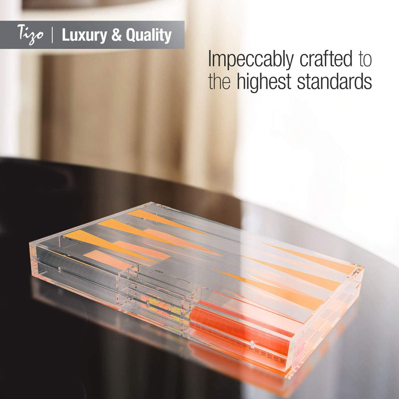 TIZO Elegant 18” Lucite Backgammon Set, Lucite Chips & Cups with Magnetic Closure, Elegant & Practical Boutique Quality Home Décor, Clear, Blue & White