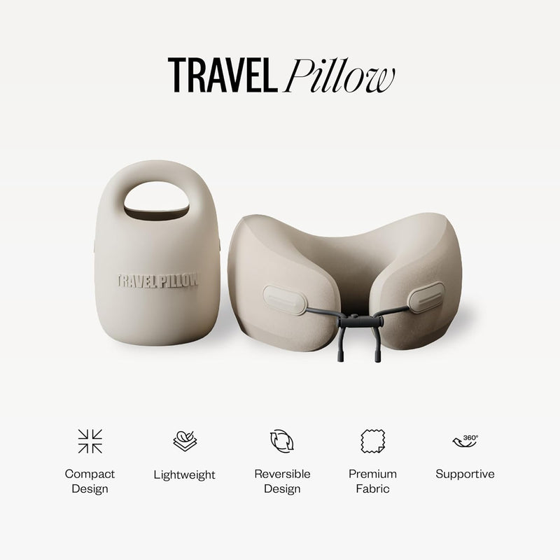 PIXIE MOOD Every Think Travel and Airplane Neck Pillow, Memory Foam, Support, Neck, Head Chin - Soft, Lightweight, Washable, Easy-to-Carry