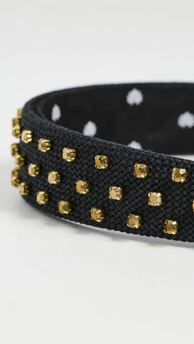 Lele Sadoughi Women's Burlap Bessette Headband, Crystal Dorado, Gold, Black, 1 Count