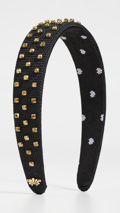 Lele Sadoughi Women's Burlap Bessette Headband, Crystal Dorado, Gold, Black, 1 Count