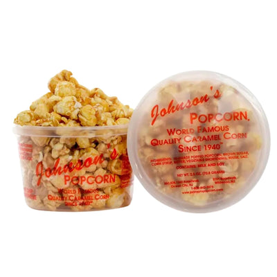 Johnson's Popcorn Caramel Popcorn Party Favors Handmade, Freshly Popped Gourmet Sweet & Crunchy Delicious Treat for Family Parties, Movie Night Snack Gift Ready 2.5oz (25 Pack)